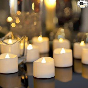 48 Ct. Flameless, Flickering White Tea Lights